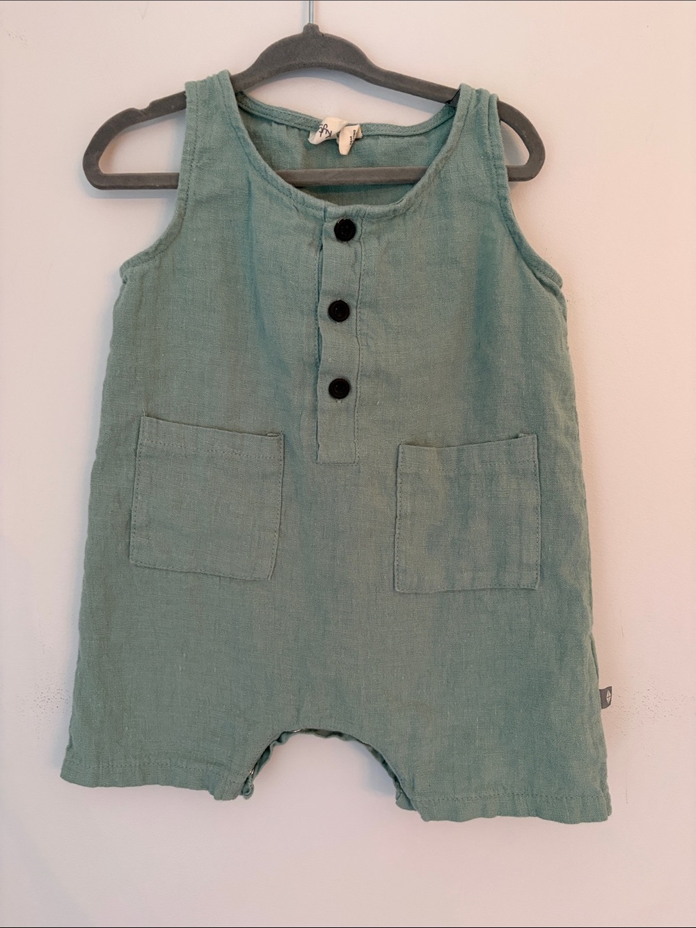 Kyte Baby Soft Sage Green Toddler Linen/Cotton Romper Size 2T